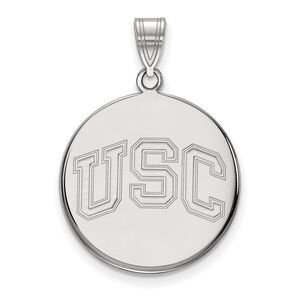 Sterling Silver University of Southern California Large Disc Pendant